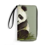 STVNKML Killer Whale Womens Wallet PU Leather Zip Around Wallet Clutch Wristlet Travel Long Purse for Women Card Organizer, Cute Little Panda, 19.7x10.5cm, Modern