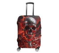 STVNKML Lava Metal Skull Suitcase Covers for Luggage - Elastic Luggage Cover Protector, Double-sided Washable Suitcases Sleeve for 19-32 Inch Luggage, white, M, Lava Metal Skull