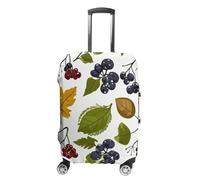 STVNKML Leaves And Berries Suitcase Covers for Luggage - Elastic Luggage Cover Protector, Double-sided Washable Suitcases Sleeve for 19-32 Inch Luggage, white, XL, Leaves and Berries