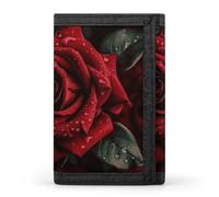 STVNKML Light Blue Pattern Slim Wallets for Men Money Clip Card Holder Wallet Men's Trifold Wallet And Coin Pocket, Red rose, One Size, Modern