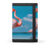 STVNKML Light Blue Pattern Slim Wallets for Men Money Clip Card Holder Wallet Men's Trifold Wallet And Coin Pocket, Flamingo in Water, One Size, Modern