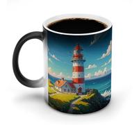 STVNKML Lighthouse Diamond Paint Color Changing Mug 11oz Heat Activated Coffee Mug Novelty Cup with Funny Designs Magic Ceramic Mugs for Christmas Gift Birthday Wedding