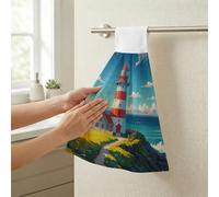 STVNKML Lighthouse Diamond Paint Hanging Kitchen Towels with Loop, Set of 2 - Soft Super Absorbent Decorative Hanging Dish & Hand Towel, Tea, Coffee Towel for Kitchen Bathroom Oven Handle