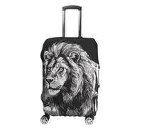 STVNKML Lion Black And White Illustration Suitcase Covers for Luggage - Elastic Luggage Cover Protector, Double-sided Washable Suitcases Sleeve for 19-32 Inch Luggage, white, L, Lion Black and White