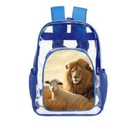 STVNKML Lion Sheep Clear Backpack Heavy Duty PVC Transparent Bag, Blue