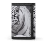 STVNKML Lion Sheep Slim Wallets for Men Money Clip Card Holder Wallet Men's Trifold Wallet And Coin Pocket, White tiger in the snow, One Size, Modern