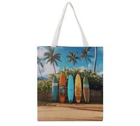 STVNKML Lion Sticks Out Tongue Canvas Tote Bag for Women - Cute Stylish Shoulder Bag, Reusable Shopping Bags for Daily, Surf's Up Surfboard, 38x41cm