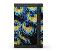STVNKML Lipstick Pattern Slim Wallets for Men Money Clip Card Holder Wallet Men's Trifold Wallet And Coin Pocket, A Bunch of Peacock Feathers, One Size, Modern