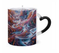 STVNKML Liquid Scene Color Changing Mug Heat Activated Novelty Coffee Cup with Ear Shape Design Gift Mugs for Christmas Birthday Wedding, Magic Ceramic Mug for Tea & Cocoa 12oz