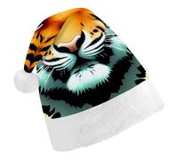 STVNKML Little Fat Tiger Head Santa Hat for Adults Christmas Hat Xmas Santa Hats Cap for Costumes Holiday Party Supplies