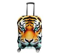 STVNKML Little Fat Tiger Head Suitcase Covers for Luggage - Elastic Luggage Cover Protector, Double-sided Washable Suitcases Sleeve for 19-32 Inch Luggage, white, Small, Little Fat Tiger Head