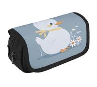 STVNKML Little White Duck Pencil Case Organizer - Large Capacity 3 Compartment Pencil Pouch for Adults, Portable Makeup Bag & Aesthetic Stationery Bag with Zipper (8.7x4.3) Unisex Gift