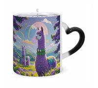 STVNKML Love Alpaca Purple Color Changing Mug Heat Activated Novelty Coffee Cup with Ear Shape Design Gift Mugs for Christmas Birthday Wedding, Magic Ceramic Mug for Tea & Cocoa 12oz