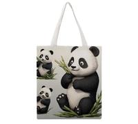 STVNKML Lovely Panda Canvas Tote Bag for Women Cute Stylish Shoulder Bag Reusable Shopping Bags for Daily