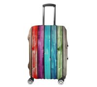 STVNKML Luggage Cover Suitcase Protector, Colorful Wooden Boards Washable Elastic Suitcase Baggage Cover Anti-scratch Double-sided with Zipper Closure for 19-32 Inch Luggage, white, Small, Flower and