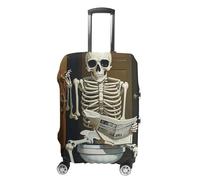 STVNKML Luggage Cover Suitcase Protector, Funny Skeleton Bathroom Canvas Washable Elastic Suitcase Baggage Cover Anti-scratch Double-sided with Zipper Closure for 19-32 Inch Luggage, white, M, Flower