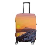 STVNKML Luggage Cover Suitcase Protector, Greece Island Sunset Landscape Washable Elastic Suitcase Baggage Cover Anti-scratch Double-sided with Zipper Closure for 19-32 Inch Luggage, white, Small