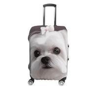 STVNKML Luggage Cover Suitcase Protector, Lovely Maltese Dog Washable Elastic Suitcase Baggage Cover Anti-scratch Double-sided with Zipper Closure for 19-32 Inch Luggage, white, Small, Flower and