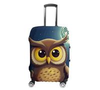 STVNKML Luggage Cover Suitcase Protector, Owl And Yellow Moon Washable Elastic Suitcase Baggage Cover Anti-scratch Double-sided with Zipper Closure for 19-32 Inch Luggage, white, M, Flower and Animals