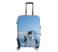 STVNKML Luggage Cover Suitcase Protector, Penguin Antarctica Ice Washable Elastic Suitcase Baggage Cover Anti-scratch Double-sided with Zipper Closure for 19-32 Inch Luggage, white, XL, Flower and
