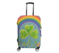 STVNKML Luggage Cover Suitcase Protector, Rainbow Circle Shamrock Washable Elastic Suitcase Baggage Cover Anti-scratch Double-sided with Zipper Closure for 19-32 Inch Luggage, white, XL, Flower and