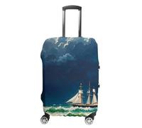 STVNKML Luggage Cover Suitcase Protector, Stormy Waves Vintage Sailboat Washable Elastic Suitcase Baggage Cover Anti-scratch Double-sided with Zipper Closure for 19-32 Inch Luggage, white, L, Flower
