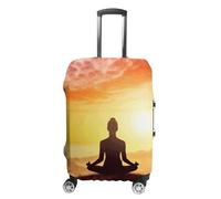 STVNKML Luggage Cover Suitcase Protector, Yoga Meditation Washable Elastic Suitcase Baggage Cover Anti-scratch Double-sided with Zipper Closure for 19-32 Inch Luggage, white, XL, Flower and Animals