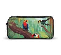 STVNKML Macaw And Toucan Perching of American Rainforests Pencil Case - Large Aesthetic Makeup Bag Multi-Purpose Pencil Pouch Cute Cosmetic Bag with Zipper Closure for Office, Home, Study & Travel