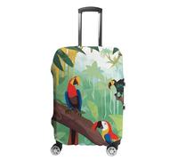 STVNKML Macaw And Toucan Perching of American Rainforests Suitcase Covers for Luggage - Elastic Luggage Cover Protector, Double-sided Washable Suitcases Sleeve for 19-32 Inch Luggage, white, XL, Macaw