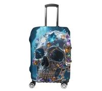STVNKML Magic Crystal Metal Skull Suitcase Covers for Luggage - Elastic Luggage Cover Protector, Double-sided Washable Suitcases Sleeve for 19-32 Inch Luggage, white, Small, Magic Crystal Metal Skull