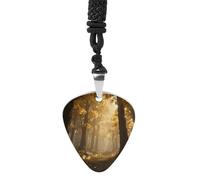 STVNKML Magic Forest Guitar Pick Holder Necklace Stainless Steel Music Pendant with Adjustable 60cm Cord Functional Jewelry for Guitarists & Music Lovers, Unisex Hip Hop Punk Accessory