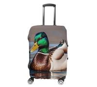 STVNKML Mallard Duck Suitcase Covers for Luggage - Elastic Luggage Cover Protector, Double-sided Washable Suitcases Sleeve for 19-32 Inch Luggage, white, L, Mallard Duck