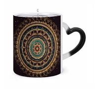 STVNKML Mandala Color Changing Mug Heat Activated Novelty Coffee Cup with Ear Shape Design Gift Mugs for Christmas Birthday Wedding, Magic Ceramic Mug for Tea & Cocoa 12oz