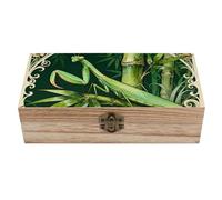 STVNKML Mantis Bamboo Leaf Wooden Storage Box Wood Keepsake Box with Hinged Lid Decorative Wooden Storage Boxes Rustic Wood Gift Boxes Organizer Bins for Jewelry, Photos, Crafts & Gifts