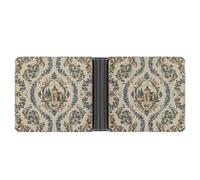 STVNKML Marble Navy Blue Mixed Leather Bifold Wallet with 2 Hidden Pockets 6 Card Slots Slim Wallets for Cash, Cards, And ID, French Country Style, One Size, Modern