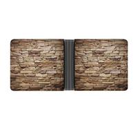STVNKML Marble Navy Blue Mixed Leather Bifold Wallet with 2 Hidden Pockets 6 Card Slots Slim Wallets for Cash, Cards, And ID, Rustic Rocks Brick Wall, One Size, Modern