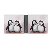 STVNKML Microphone with Music Notes Leather Bifold Wallet with 2 Hidden Pockets 6 Card Slots Slim Wallets for Cash, Cards, And ID, I Love Penguins, One Size, Modern