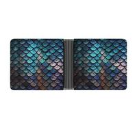STVNKML Microphone with Music Notes Leather Bifold Wallet with 2 Hidden Pockets 6 Card Slots Slim Wallets for Cash, Cards, And ID, 3D Magical Dragon Scales Pattern, One Size, Modern