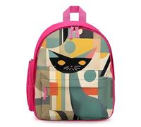 STVNKML Mid-Century Modern Art Cat Backpack 12.6 Inch Casual Daypack with Multi-Pockets BookBag for Daily Essentials, Pink, One Size