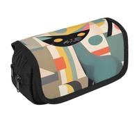 STVNKML Mid-Century Modern Art Cat Pencil Case Organizer - Large Capacity 3 Compartment Pencil Pouch for Adults, Portable Makeup Bag & Aesthetic Stationery Bag with Zipper (8.7x4.3) Unisex Gift