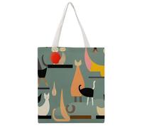STVNKML Mid-Century Modern Art Cats Canvas Tote Bag for Women Cute Stylish Shoulder Bag Reusable Shopping Bags for Daily