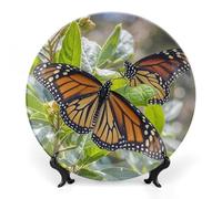 STVNKML Monarch Butterflies Ceramic Decorative Plate 10inch Bone China Decorative Plates Dishes with Display Stand Personalized Bone China Decorative Plate with Memorial Gifts for Home Decor