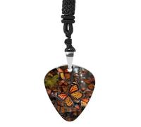 STVNKML Monarch Butterflies Guitar Pick Holder Necklace Stainless Steel Music Pendant with Adjustable 60cm Cord Functional Jewelry for Guitarists & Music Lovers, Unisex Hip Hop Punk Accessory