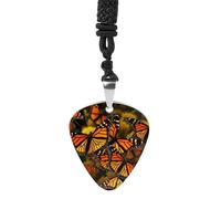 STVNKML Monarch Butterflies Guitar Pick Holder Necklace Stainless Steel Music Pendant with Adjustable 60cm Cord Functional Jewelry for Guitarists & Music Lovers, Unisex Hip Hop Punk Accessory