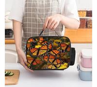 STVNKML Monarch Butterflies Lunch Bag Tote Leakproof Lunch Box with Adjustable Handle Strap & Side Pocket | Triple Insulation Cooler for Work, Travel | Large Capacity Reusable Meal Bag
