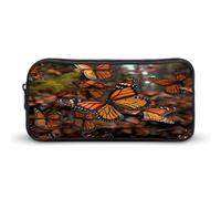 STVNKML Monarch Butterflies Pencil Case - Large Aesthetic Makeup Bag Multi-Purpose Pencil Pouch Cute Cosmetic Bag with Zipper Closure for Office, Home, Study & Travel