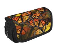 STVNKML Monarch Butterflies Pencil Case Organizer - Large Capacity 3 Compartment Pencil Pouch for Adults, Portable Makeup Bag & Aesthetic Stationery Bag with Zipper (8.7x4.3) Unisex Gift