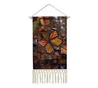 STVNKML Monarch Butterflies Vertical Wall Hanging Tapestry with Tassels