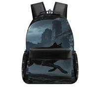 STVNKML Moon Wolf Theme Backpack Laptop Backpacks for Men Travel Hiking Daypack Casual Back Pack 16.5in