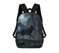 STVNKML Moon Wolf Theme Backpack Laptop Backpacks for Men Travel Hiking Daypack Casual Back Pack